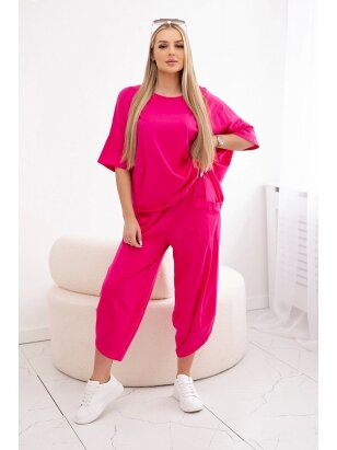 Rožinės spalvos moteriškas kostiumėlis KST0491