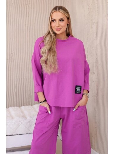 Violetinės spalvos moteriškas kostiumėlis KST0016 1