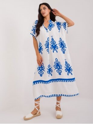Baltos spalvos raštuota suknelė SKN0061